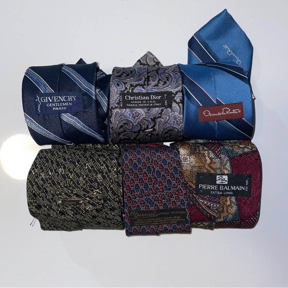 Vintage Designer Men’s Lot of 6 Mixed Abstract Silk Dress Ties